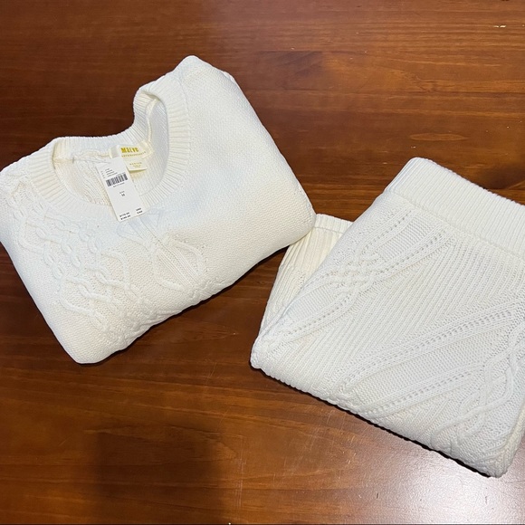 NWT Maeve Anthropologie Cable Knit Sweater Top/Skirt Set Sz Medium - Picture 2 of 11